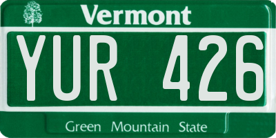VT license plate YUR426