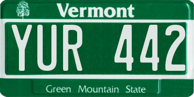 VT license plate YUR442