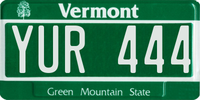 VT license plate YUR444
