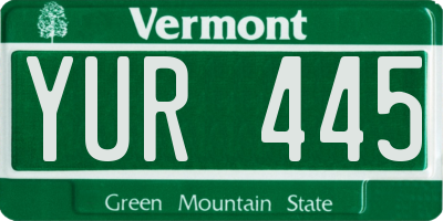 VT license plate YUR445