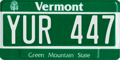VT license plate YUR447