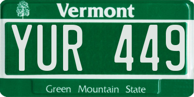 VT license plate YUR449