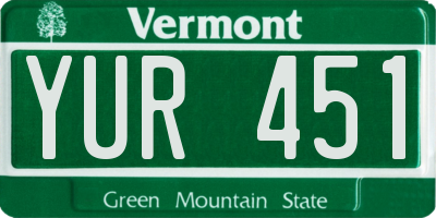 VT license plate YUR451