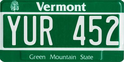 VT license plate YUR452