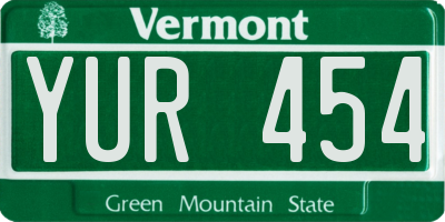 VT license plate YUR454