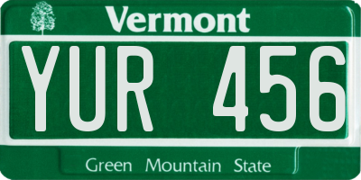 VT license plate YUR456