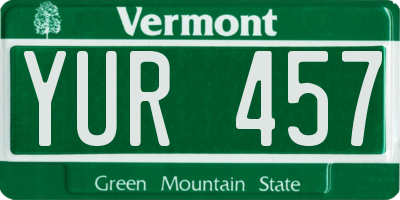 VT license plate YUR457
