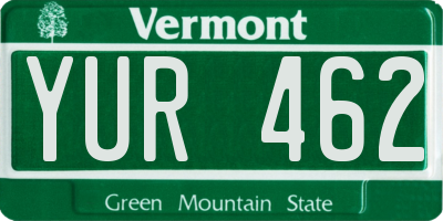 VT license plate YUR462