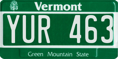 VT license plate YUR463