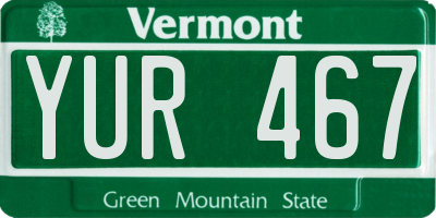 VT license plate YUR467