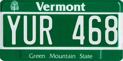 VT license plate YUR468