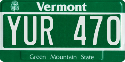 VT license plate YUR470