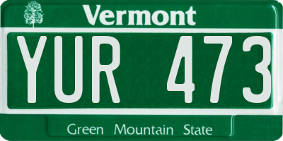 VT license plate YUR473