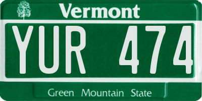 VT license plate YUR474