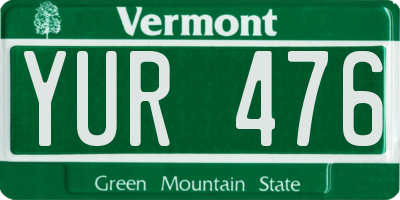 VT license plate YUR476