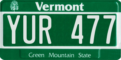 VT license plate YUR477