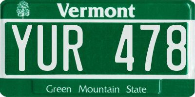 VT license plate YUR478