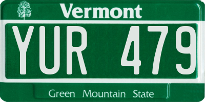 VT license plate YUR479