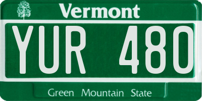 VT license plate YUR480