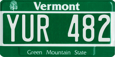VT license plate YUR482