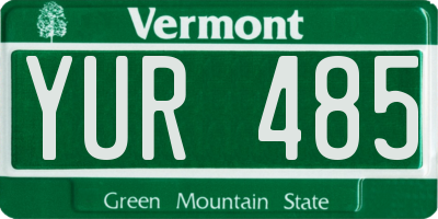 VT license plate YUR485