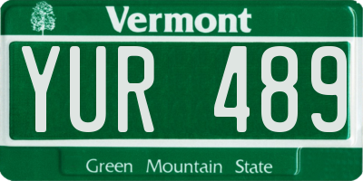 VT license plate YUR489