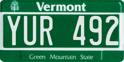 VT license plate YUR492