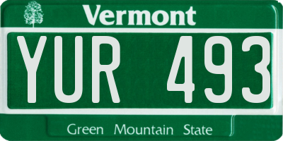 VT license plate YUR493
