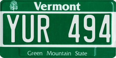 VT license plate YUR494