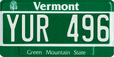 VT license plate YUR496