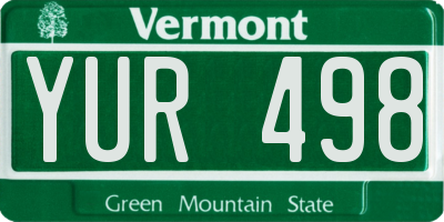 VT license plate YUR498