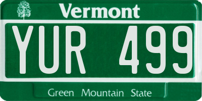 VT license plate YUR499