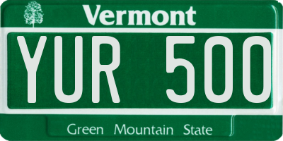 VT license plate YUR500