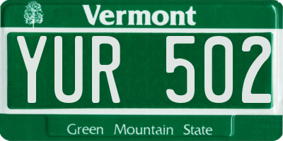 VT license plate YUR502