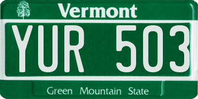 VT license plate YUR503