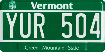 VT license plate YUR504