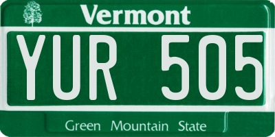 VT license plate YUR505