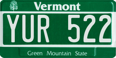 VT license plate YUR522