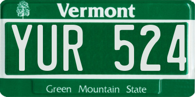 VT license plate YUR524