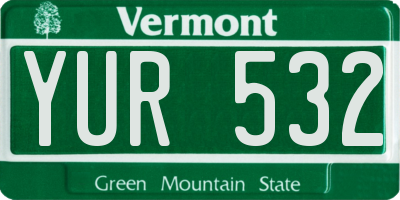 VT license plate YUR532