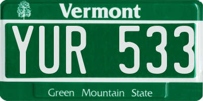 VT license plate YUR533
