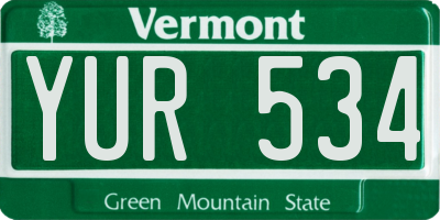 VT license plate YUR534