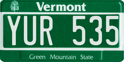 VT license plate YUR535