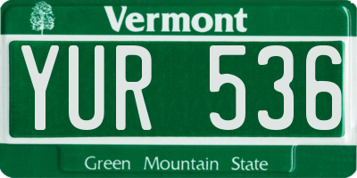 VT license plate YUR536