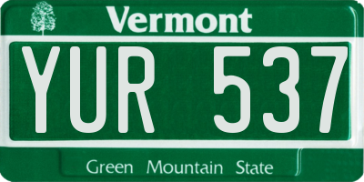 VT license plate YUR537