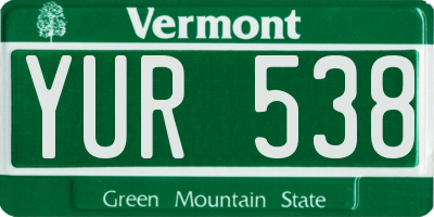 VT license plate YUR538