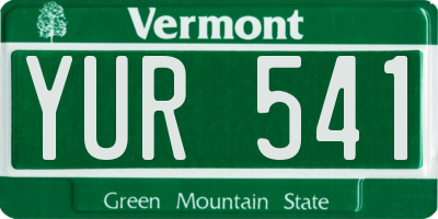 VT license plate YUR541