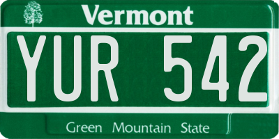 VT license plate YUR542