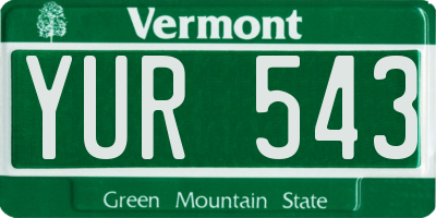 VT license plate YUR543
