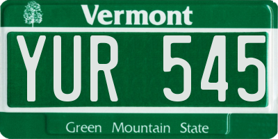 VT license plate YUR545